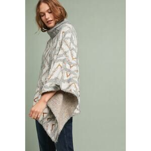 New Anthropologie Chevron Turtleneck Poncho by Sita Murt Retail $283 One Size OS